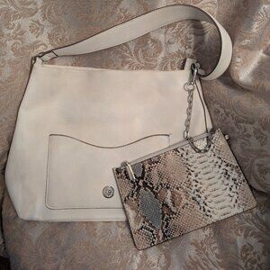 Anne Klein white handbag with attached zippered pouch